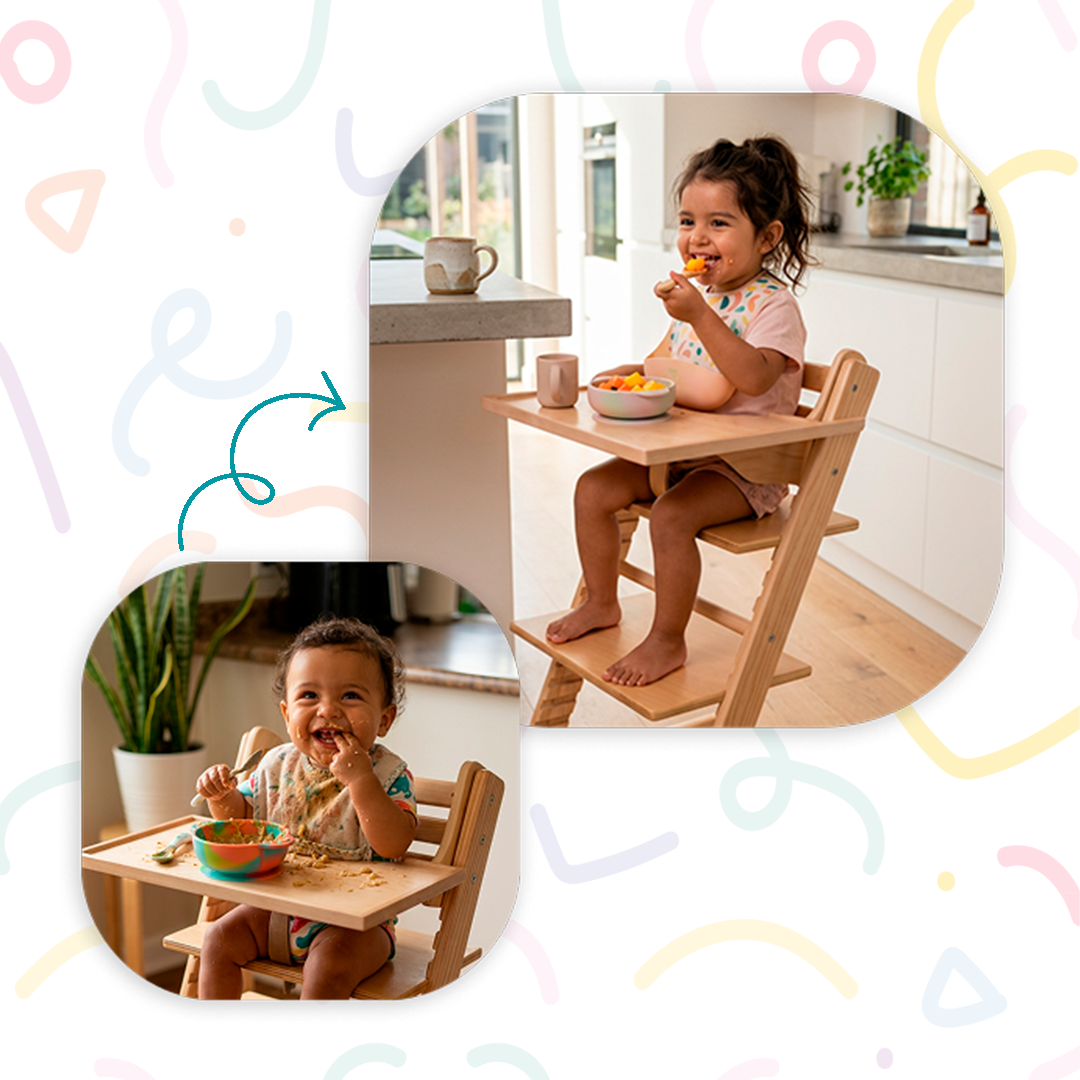 Niña creciendo utilizando su silla