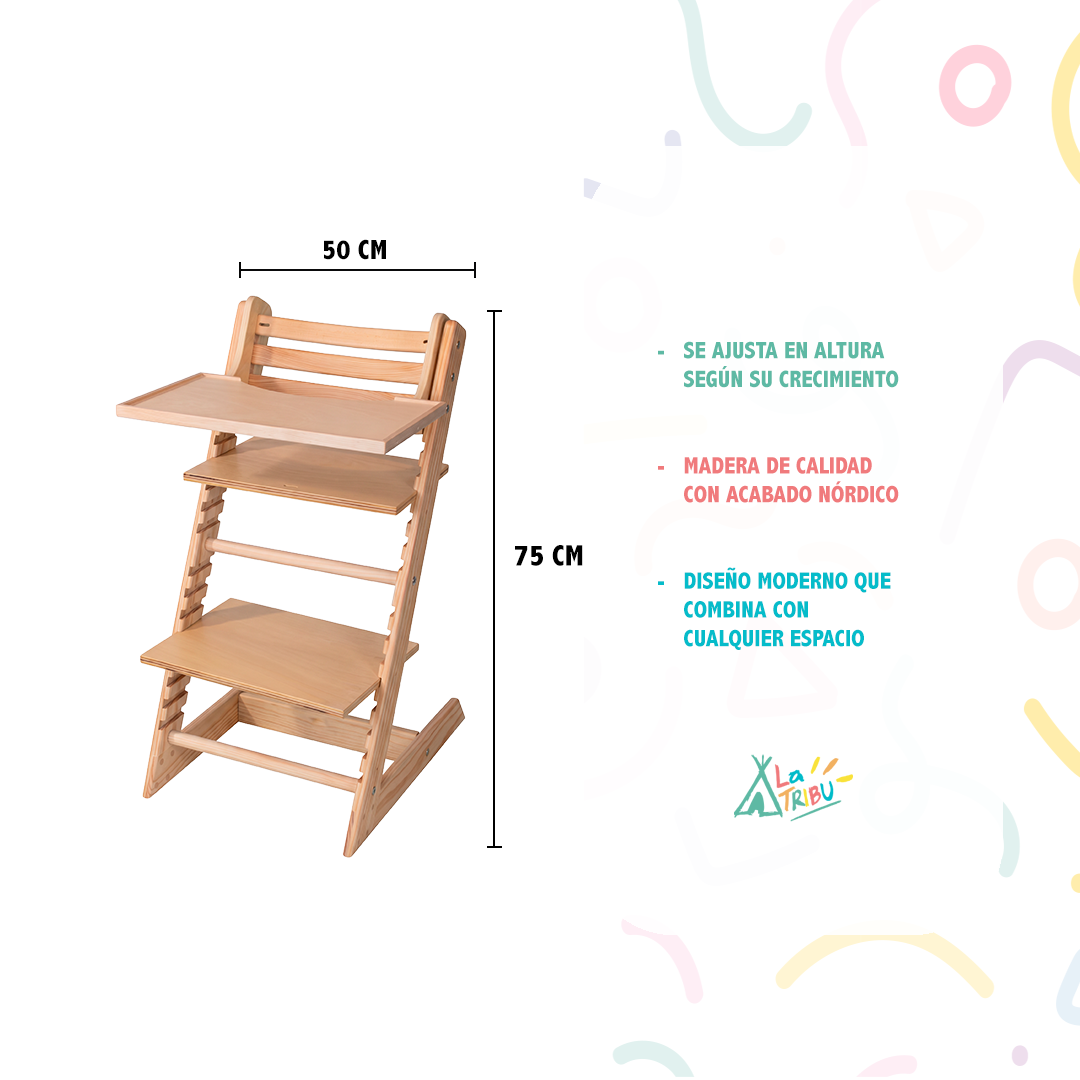 Silla Stokke acabado natural medidas y beneficios
