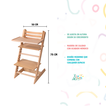Silla Stokke acabado natural medidas y beneficios